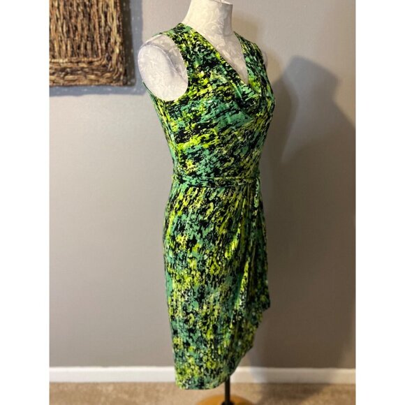 BCBGMaxAzria Meri Dress Black Green S Small Sleeveless Colorful Stretch Sheath - Picture 6 of 10